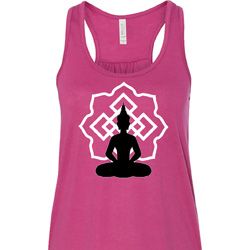 Ladies Yoga Tank Top Buddha Lotus Pose Flowy Racerback