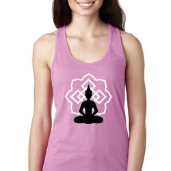 Ladies Yoga Tank Top Buddha Lotus Pose Ideal Racerback
