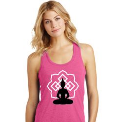 Ladies Yoga Tank Top Buddha Lotus Pose Racerback