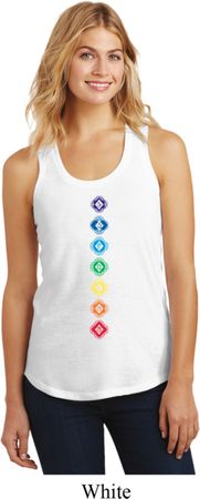 Ladies Yoga Tank Top Diamond Chakras Racerback Tanktop