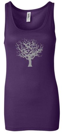 Ladies Yoga Tank Top Grey Tree of Life Longer Length Tanktop
