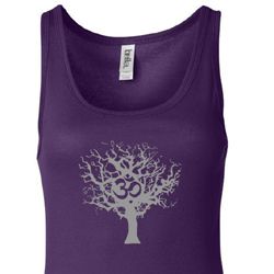 Ladies Yoga Tank Top Grey Tree of Life Longer Length Tanktop