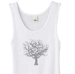 Ladies Yoga Tank Top Grey Tree of Life Organic Tanktop