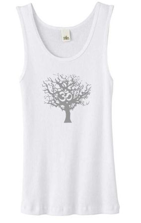 Ladies Yoga Tank Top Grey Tree of Life Organic Tanktop