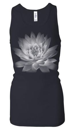 Ladies Yoga Tank Top Lotus Flower Longer Length Racerback Tanktop