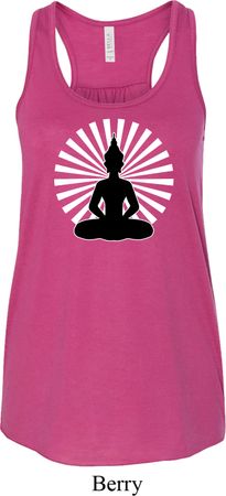Ladies Yoga Tank Top Meditating Buddha Flowy Racerback