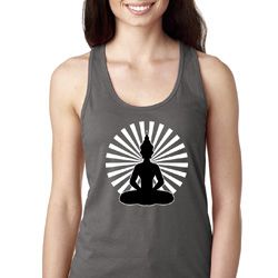 Ladies Yoga Tank Top Meditating Buddha Ideal Racerback Ladies Yoga Tank Top Meditating Buddha Ideal Racerback
