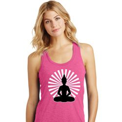 Ladies Yoga Tank Top Meditating Buddha Racerback Ladies Yoga Tank Top Meditating Buddha Racerback