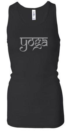 Ladies Yoga Tank Top Sanskrit Yoga Text Longer Length Racerback Tank