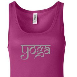 Ladies Yoga Tank Top Sanskrit Yoga Text Longer Length Tanktop