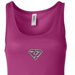 Ladies Yoga Tank Top Super OM Small Print Longer Length Tanktop