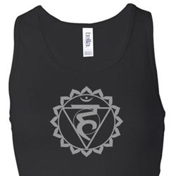 Ladies Yoga Tank Top Vishuddha Chakra Longer Length Racerback Tanktop