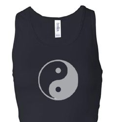 Ladies Yoga Tank Top Yin Yang Big Print Longer Length Racerback Tank