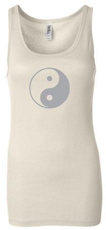 Ladies Yoga Tank Top Yin Yang Big Print Longer Length Tanktop