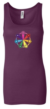 Ladies Yoga Tanktop 7 Chakra Circle Longer Length Tank Top