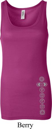 Ladies Yoga Tanktop 7 Chakras Bottom Print Longer Length Tank Top