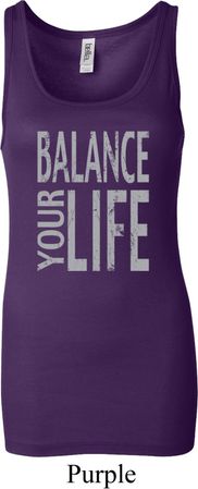 Ladies Yoga Tanktop Balance Your Life Longer Length Tank Top
