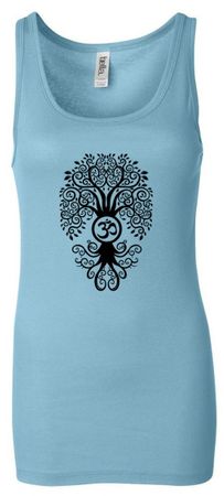 Ladies Yoga Tanktop Black Bodhi Tree Longer Length Tank Top