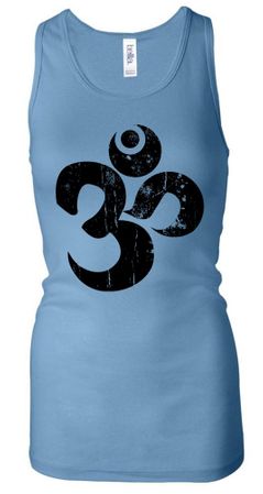 Ladies Yoga Tanktop Black Distressed OM Longer Length Racerback Tank