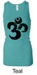 Ladies Yoga Tanktop Black Distressed OM Longer Length Racerback Tank