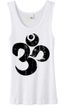 Ladies Yoga Tanktop Black Distressed OM White Organic Tank Top