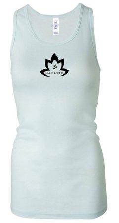 Ladies Yoga Tanktop Black Namaste Lotus Longer Length Racerback Tank