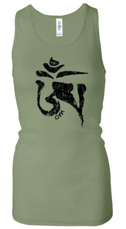Ladies Yoga Tanktop Black Tibetan Om Longer Length Racerback Tank