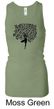 Ladies Yoga Tanktop Black Tree Pose Longer Length Racerback Tank Top