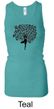 Ladies Yoga Tanktop Black Tree Pose Longer Length Racerback Tank Top
