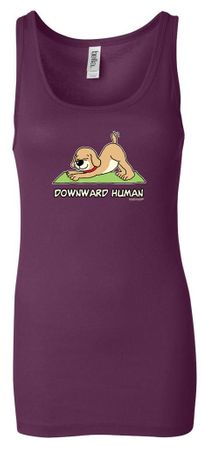 Ladies Yoga Tanktop Downward Human Longer Length Tank Top