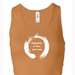 Ladies Yoga Tanktop Enso Happiness Longer Length Racerback Tank Top