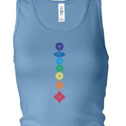 Ladies Yoga Tanktop Floral Chakras Longer Length Racerback Tank Top