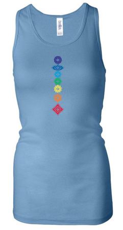 Ladies Yoga Tanktop Floral Chakras Longer Length Racerback Tank Top