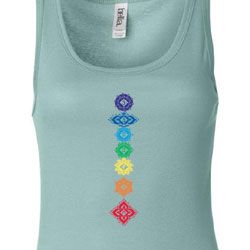 Ladies Yoga Tanktop Floral Chakras Longer Length Tank Top