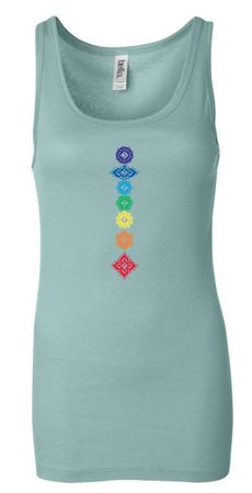 Ladies Yoga Tanktop Floral Chakras Longer Length Tank Top