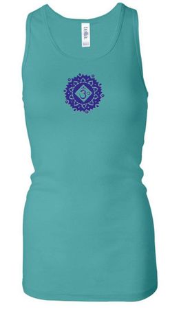 Ladies Yoga Tanktop Floral Sahasrara Longer Length Racerback Tank Top