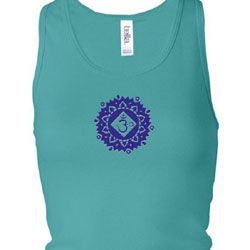 Ladies Yoga Tanktop Floral Sahasrara Longer Length Racerback Tank Top
