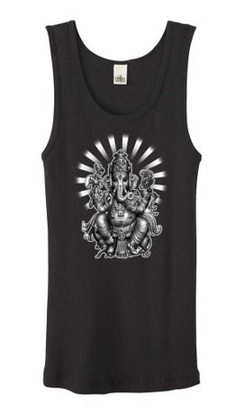 Ladies Yoga Tanktop Ganesha Black Organic Tank Top