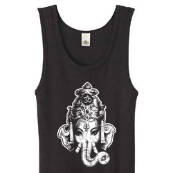 Ladies Yoga Tanktop Ganesha Head Black Organic Tank Top