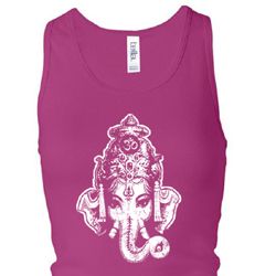 Ladies Yoga Tanktop Ganesha Head Longer Length Racerback Tank Top