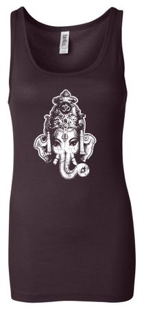 Ladies Yoga Tanktop Ganesha Head Longer Length Tank Top