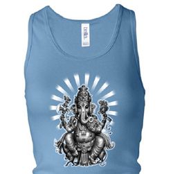 Ladies Yoga Tanktop Ganesha Longer Length Racerback Tank Top