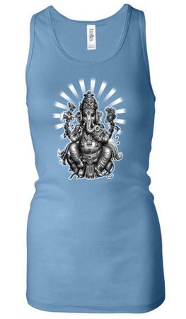 Ladies Yoga Tanktop Ganesha Longer Length Racerback Tank Top