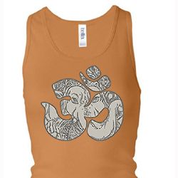 Ladies Yoga Tanktop Ganesha OM Longer Length Racerback Tank Top