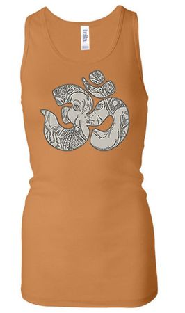 Ladies Yoga Tanktop Ganesha OM Longer Length Racerback Tank Top