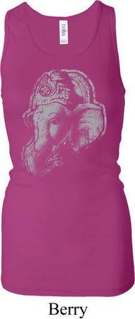 Ladies Yoga Tanktop Ganesha Profile Longer Length Racerback Tank Top