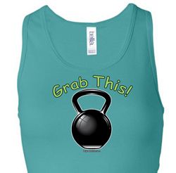 Ladies Tanktop Grab This Kettle Bell Longer Length Racerback