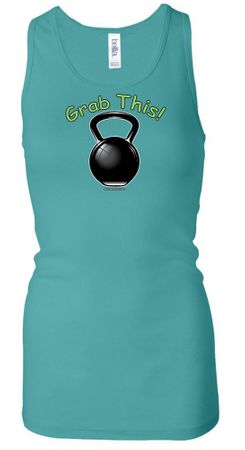 Ladies Tanktop Grab This Kettle Bell Longer Length Racerback