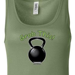Ladies Tanktop Grab This Kettle Bell Longer Length Tank Top