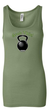 Ladies Tanktop Grab This Kettle Bell Longer Length Tank Top
